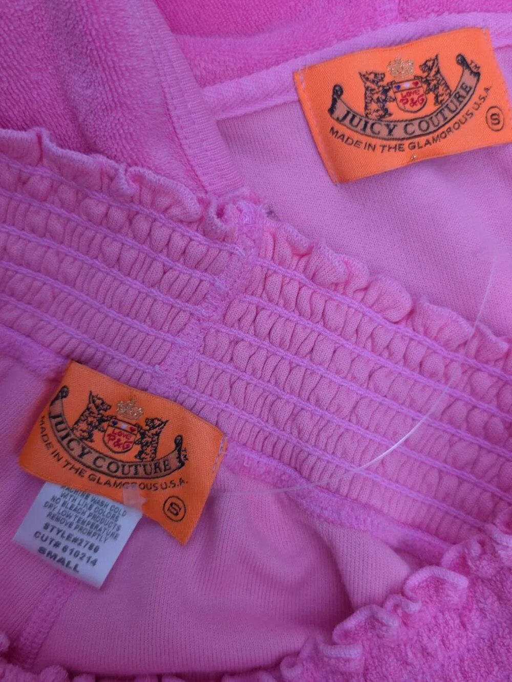 VTG Juicy Couture Pink Terry Cloth Tracksuit Set USA Small Y2K